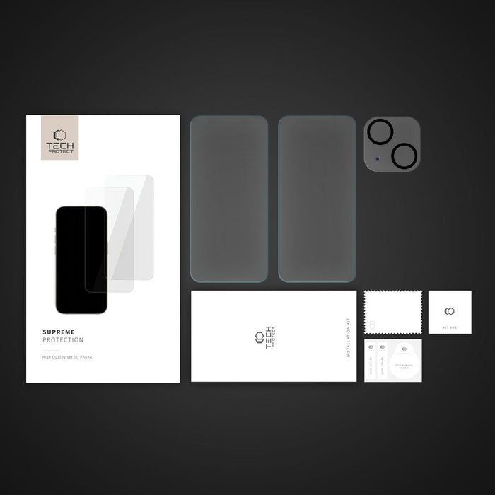 Tech-Protect Supreme Set for iPhone 15 2x tempered glass for display / tempered glass for camera