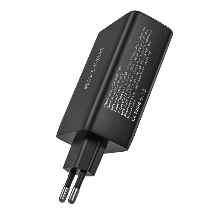 Tech-Protect NC100W-GAN charger network GaN 3x USB-C PD 100W / USB-A QC 3.0 - black