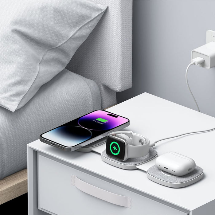 Tech-Protect QI15W-A32 3-in-1 Inductive Charger with MagSafe for Smartphone / Apple Watch / AirPods - Gray