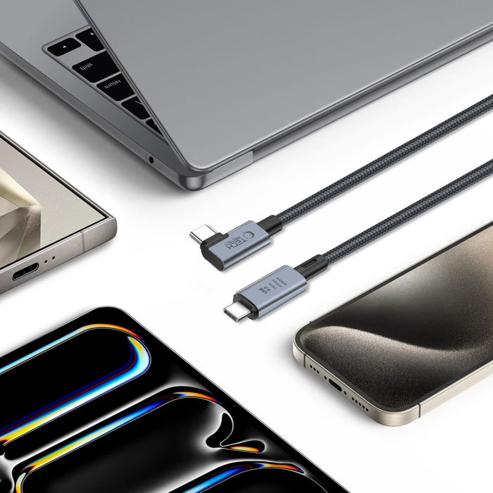 Tech-Protect UltraBoost Max L USB-C 4.0 (straight) / USB-C 4.0 (angled) PD 240W 8K 40Gbps 1.5m Cable - Gray