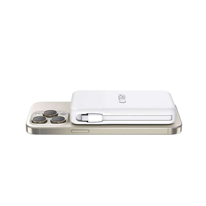 Tech-Protect LifeMag PB31 Power Bank with MagSafe 10000mAh 15W USB-C / USB-A / Built-in USB-C / Lightning Cables - White