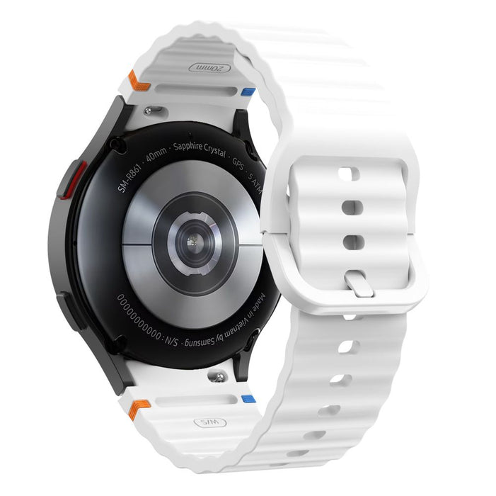 Tech-Protect Silicone Sport Strap for Samsung Galaxy Watch 4 / 5 / 5 Pro / 6 / 7 / FE - White
