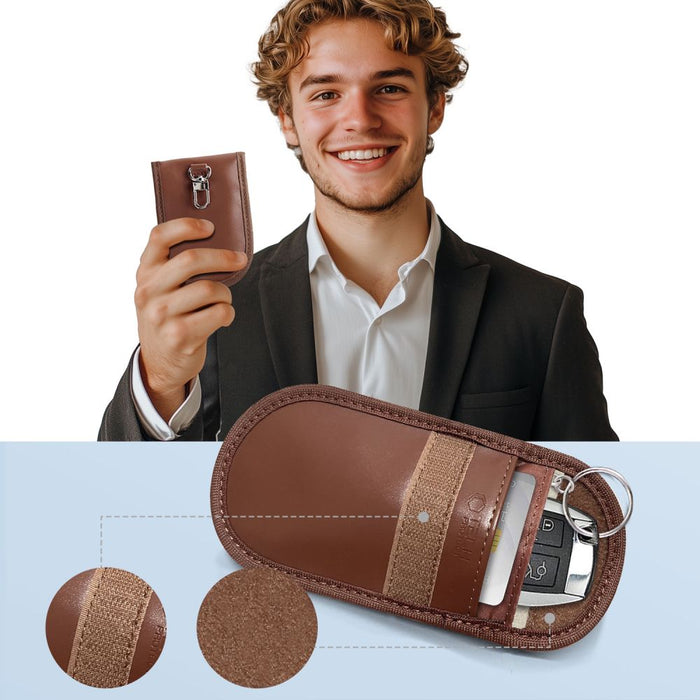 Tech-Protect KLR100 RFID Blocking Car Key Case - Brown