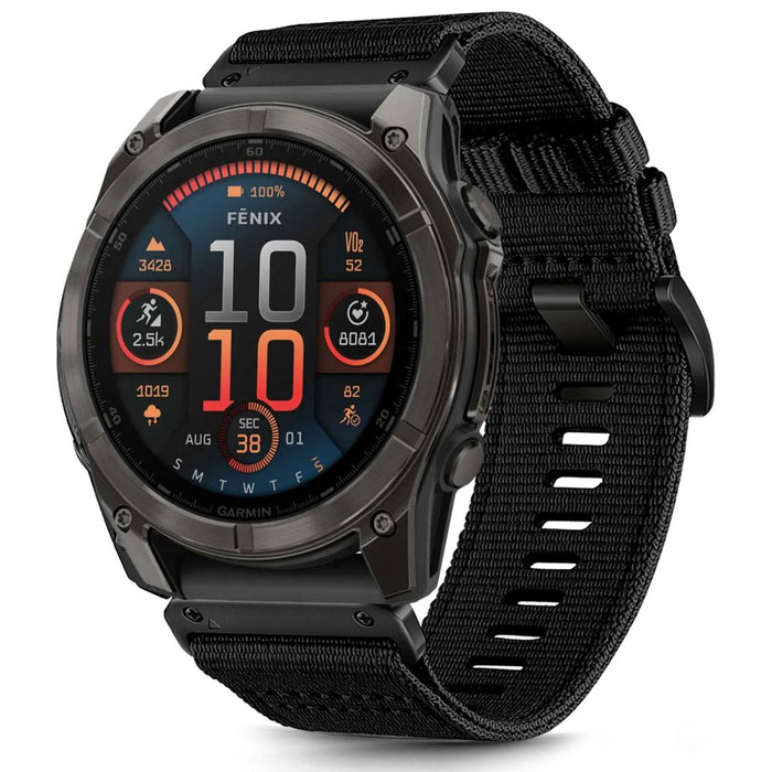 Tech-Protect Nylon Strap for Garmin Fenix 5X / 5X PLUS / 6X / 6X PRO / 7X / 8 (51 mm) - Black