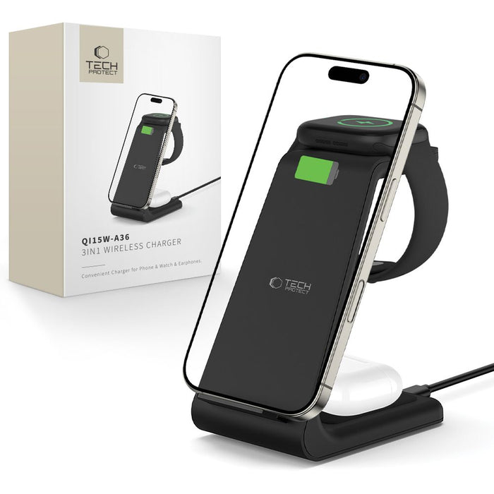 Tech-Protect QI15W-A36 3in1 charging station for Apple - black