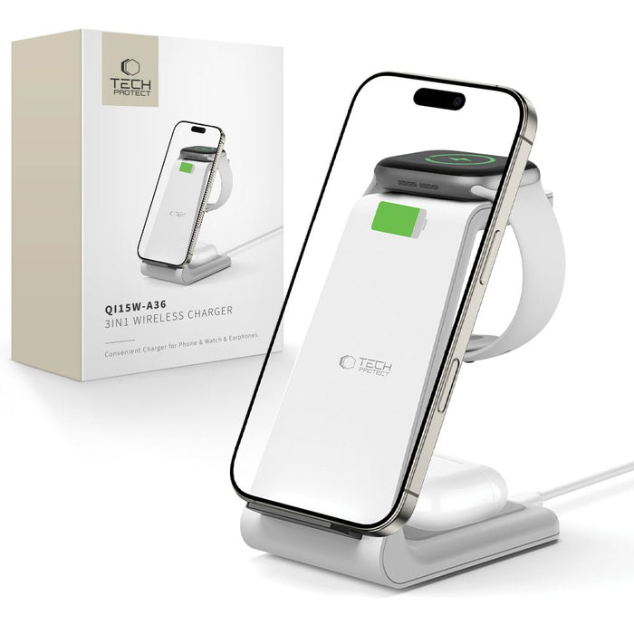 Tech-Protect QI15W-A36 3in1 charging station for Apple - white