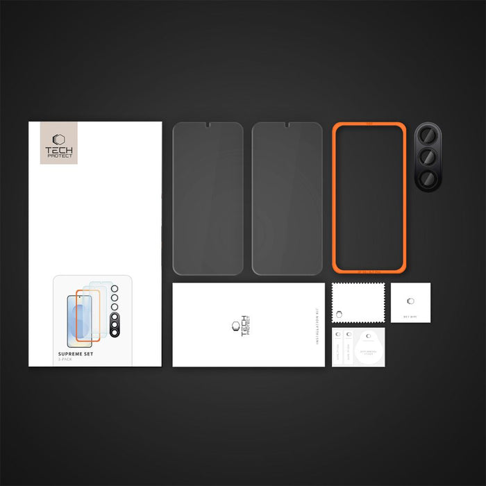 Tech-Protect Supreme Set for Samsung Galaxy S25 2x Tempered Glass for Display / Tempered Glass for Camera - Clear