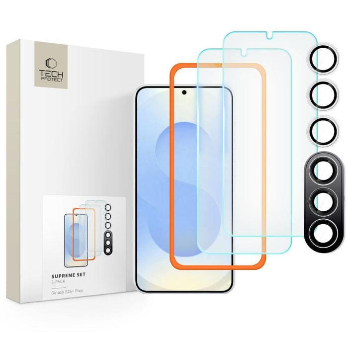 Tech-Protect Supreme Set for Samsung Galaxy S25+ 2x tempered glass for display / tempered glass for camera - transparent