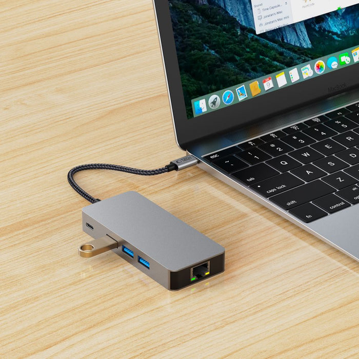Tech-Protect HB05 HUB 9in1 USB-C + USB2.0 + USB3.0 + HDMI 4K 60HZ + SD / TF + PD100W + RJ45 adapter - gray