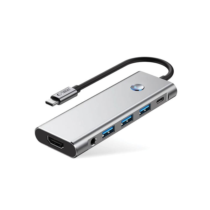 Tech-Protect HB04 HUB Adapter 9in1 USB-C + USB2.0 + USB3.0 + HDMI 4K 60Hz + SD / TF + PD100W + AV3.5 - gray