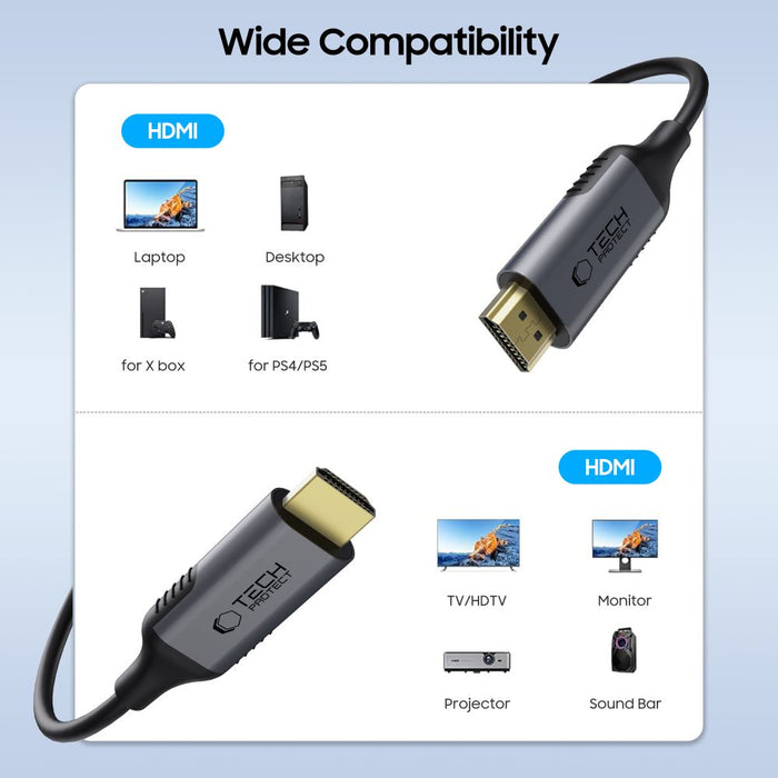 Tech-Protect UltraBoost Tech-Protect UltraBoost HDMI to HDMI 2.1 Cable 4K 120HZ / 8K 60Hz 2m - Black