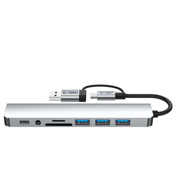 Tech-Protect HB06 HUB Adapter 8in1 TYPE-C + USB2.0 + USB3.0 + SD/TF + AV3.5 - gray