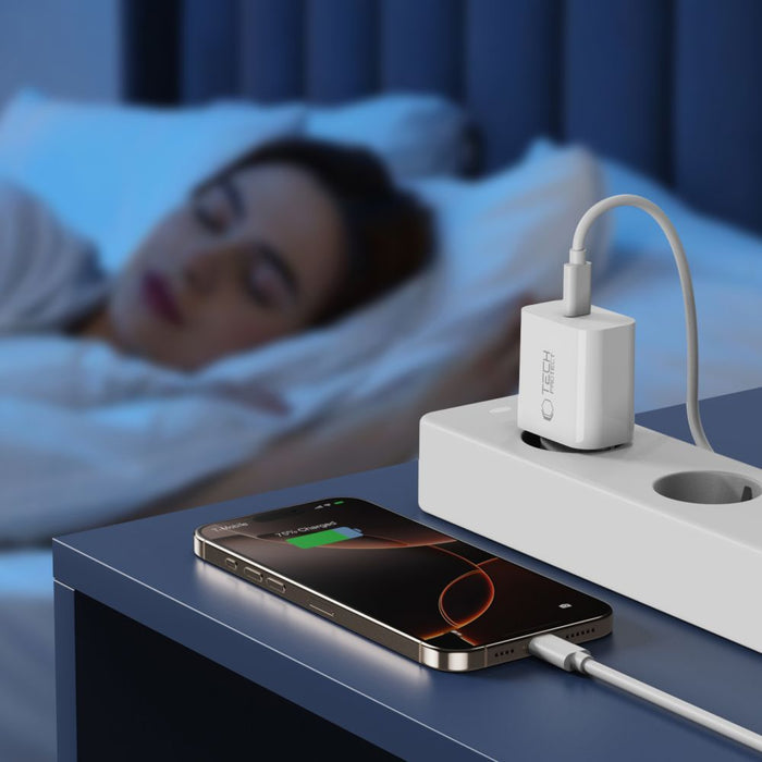 Tech-Protect NC20W PD20W USB-C wall charger with USB-C cable - white