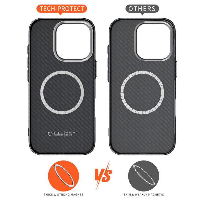 Tech-Protect Ion Carbon MagSafe iPhone 16 Pro Case - Black/Grey