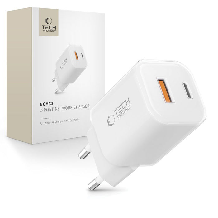 Tech-Protect NCM33W 2-port PD33W/QC3.0 wall charger - white