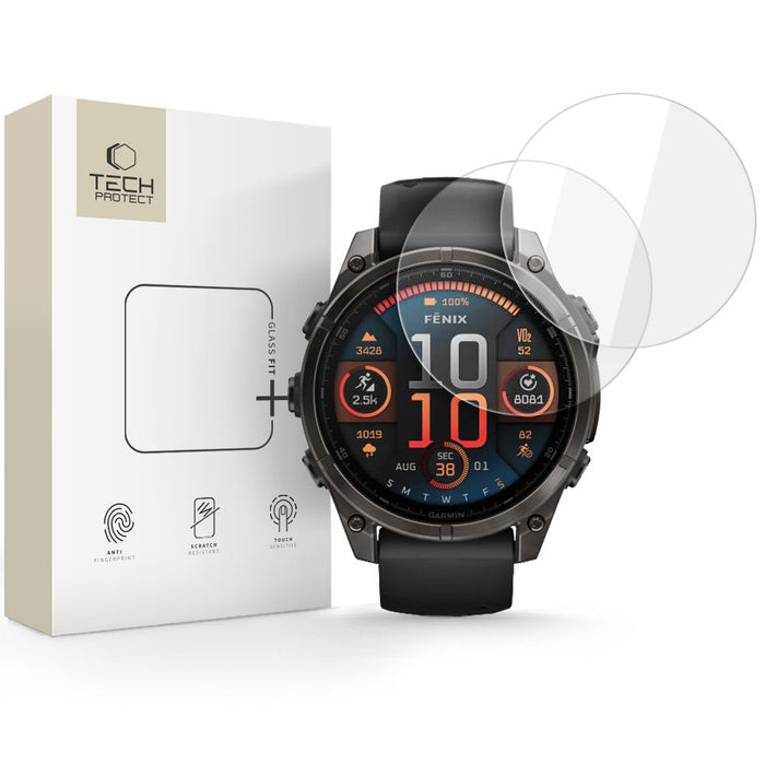 Tech-Protect Glass Fit+ 2-pack tempered glass for Garmin Fenix 8 47mm - clear