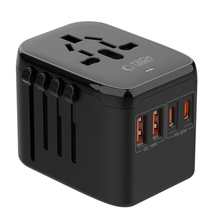 Tech-Protect TA200 EU / UK / US / AU adapter - black