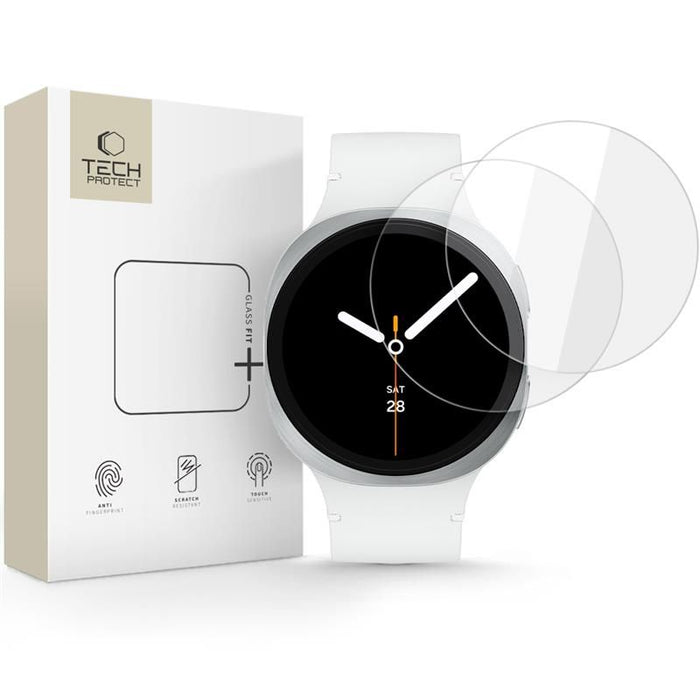 Tech-Protect Glass Fit+ 2-pack tempered glass for Samsung Galaxy Watch 8 40mm - transparent