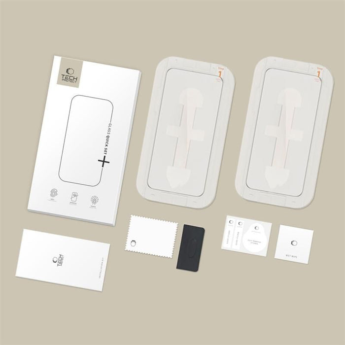 Tech-Protect Quick Set+ 2-pack tempered glass for iPhone 12 / 12 Pro - black