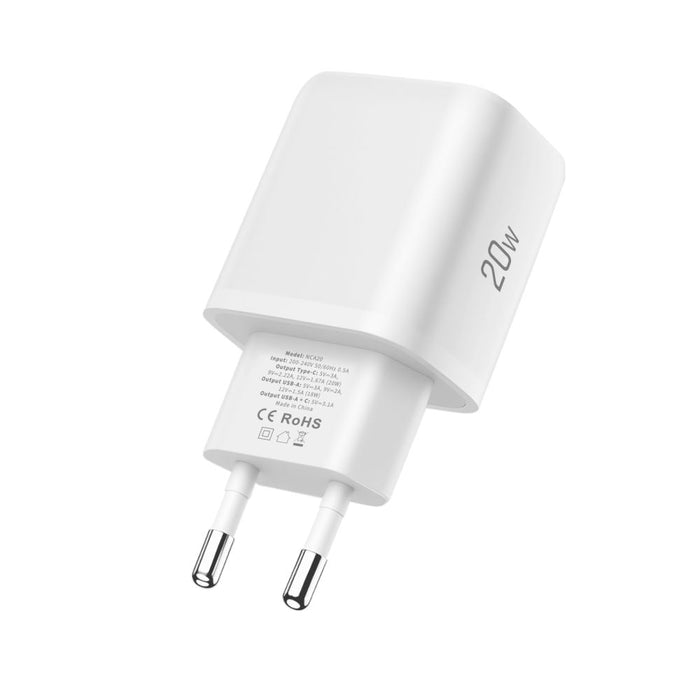 Tech-Protect NCA20 PD 20W QC3.0 USB-A / USB-C Wall Charger - White