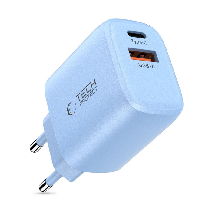 Tech-Protect NCA30 PD 30W QC3.0 USB-A / USB-C Wall Charger - Blue