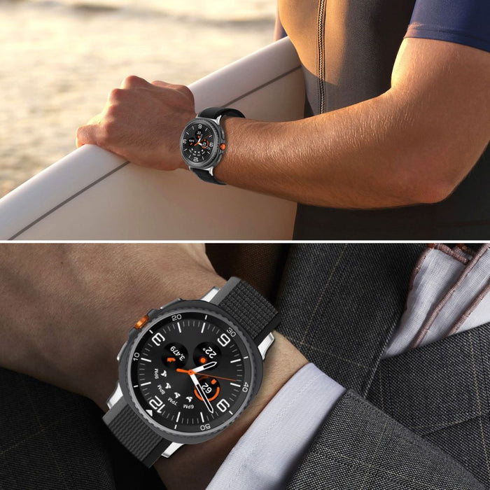 Tech-Protect Nylon Stripe Strap for Samsung Galaxy Watch 40/44/46 mm - Black and Orange