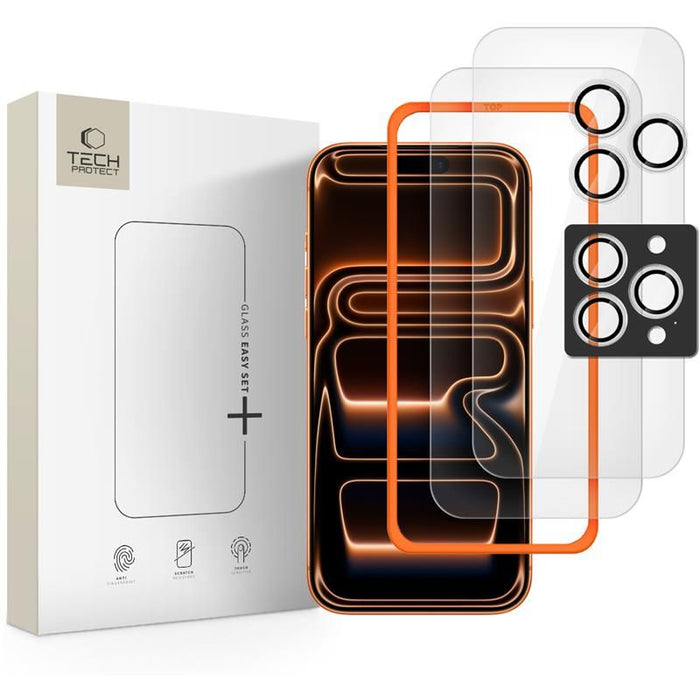 Tech-Protect Easy Set+ 3-pack tempered glass for iPhone 16 Pro Max / 17 Pro Max - transparent