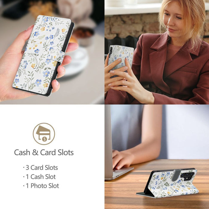 Tech-Protect Wallet Case for Samsung Galaxy A26 5G / A17 4G / 5G - Daisies with Leaves