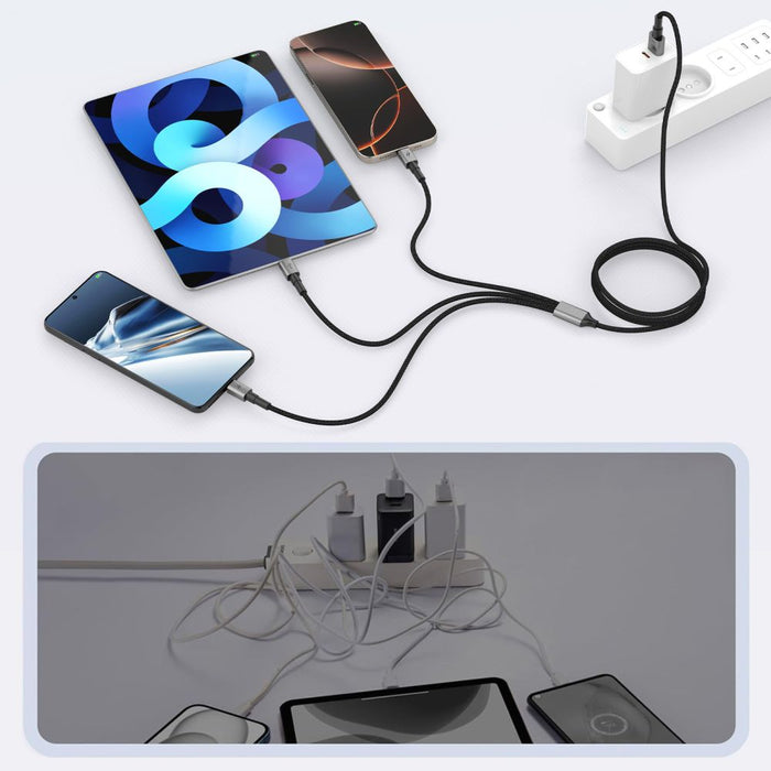 Tech-Protect UltraBoost DNA 3in1 USB-C / Micro-USB / Lightning cable 120 cm - gray