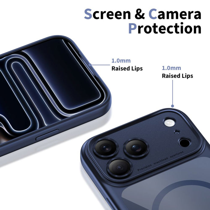 Tech-Protect Magpeak Magsafe CC Case for iPhone 17 Pro Max - Clear Navy Blue