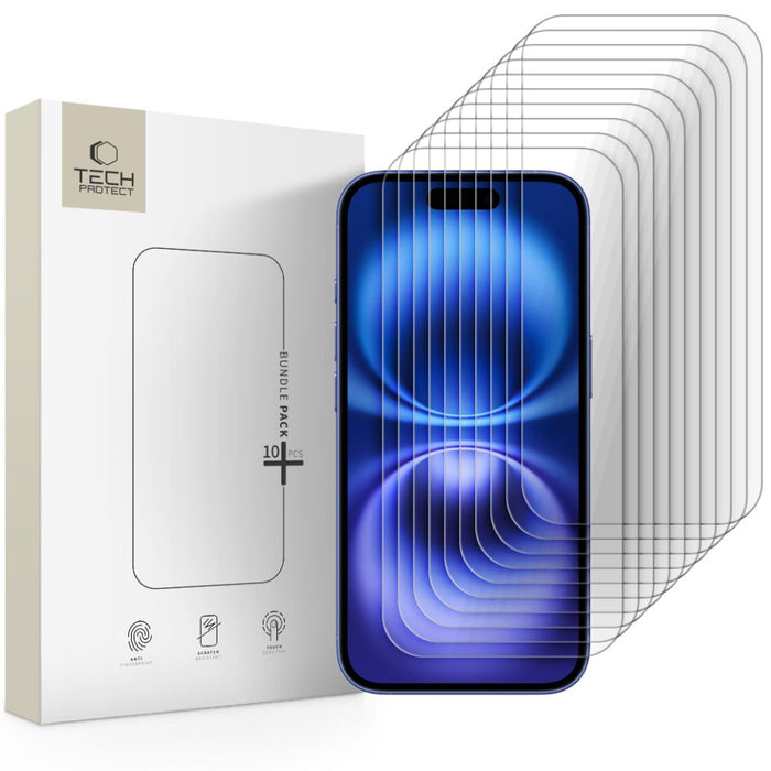 Tech-Protect Tempered Glass Bundle 10-pack for iPhone 15 / 15 Pro / 16