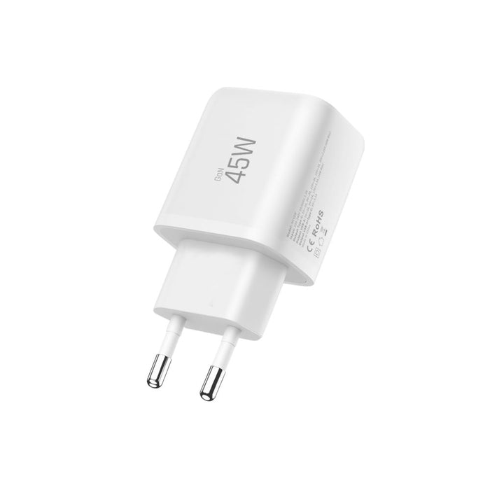 Tech-Protect NCA45W-GAN 2-Port 45W Wall Charger with USB-C Cable - White