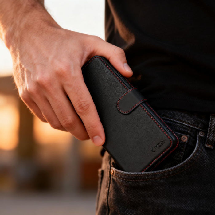 Tech-Protect Wallet Case for Samsung Galaxy S26 - Black and Red
