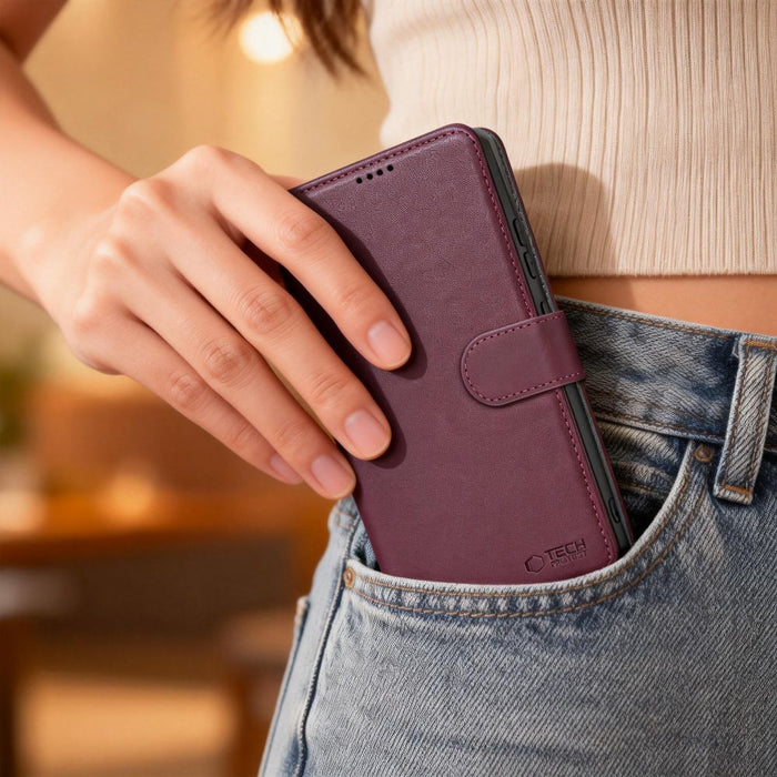 Tech-Protect Wallet Case for Samsung Galaxy S26 - Burgundy