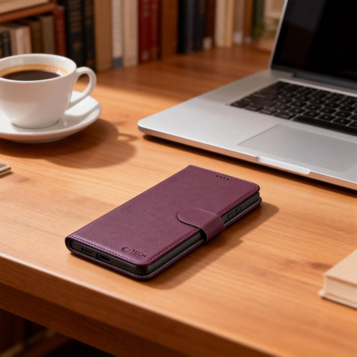 Tech-Protect Wallet Case for Samsung Galaxy S26 - Burgundy