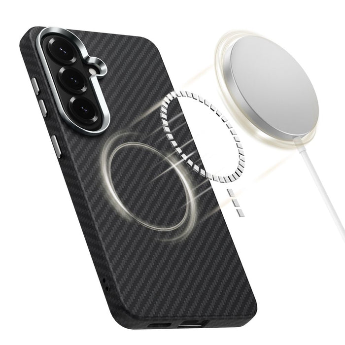 Tech-Protect Ion Carbon MagSafe Case for Samsung Galaxy S26 - Black and Silver