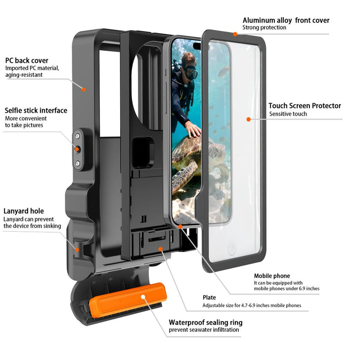 Tech-Protect IPX8 Pro Waterproof Phone Case - Gray and Black