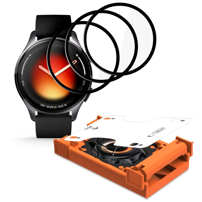 Tech-Protect Easy Set Flex+ 3-Pack Hybrid Glass for Xiaomi Watch 5 - Black