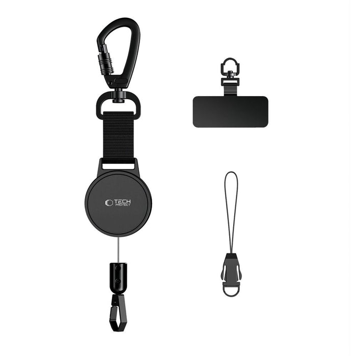Tech-Protect UrbanLoop Anti-Theft Phone Holder with Retractable Lanyard - Black
