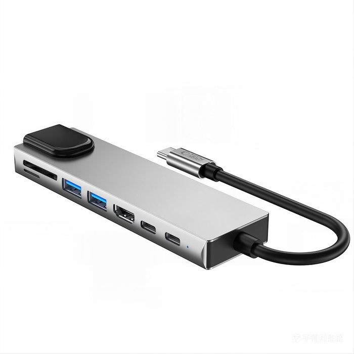 Tech-Protect HB09 USB hub 8in1 TYPE-C + USB-A 3.0 + USB-C 3.0 + HDMI 4K 60HZ + SD/TF + PD100W + RJ45 1000 MB/S - gray