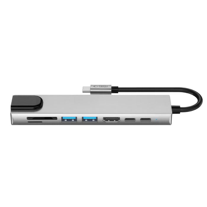 Tech-Protect HB09 USB hub 8in1 TYPE-C + USB-A 3.0 + USB-C 3.0 + HDMI 4K 60HZ + SD/TF + PD100W + RJ45 1000 MB/S - gray
