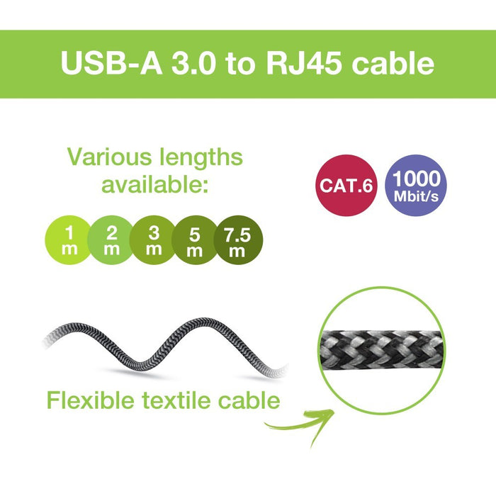 Techly ICOC U3A-RJ45-010 networking cable Black, Silver 1 m Cat6 F/UTP (FTP)
