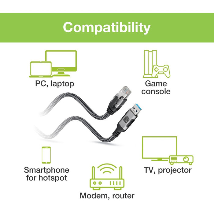 Techly ICOC U3A-RJ45-010 networking cable Black, Silver 1 m Cat6 F/UTP (FTP)