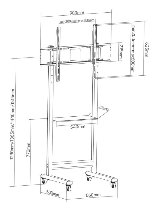 Techly ICA-TR74 TV mount/stand 2.29 m (90") Black