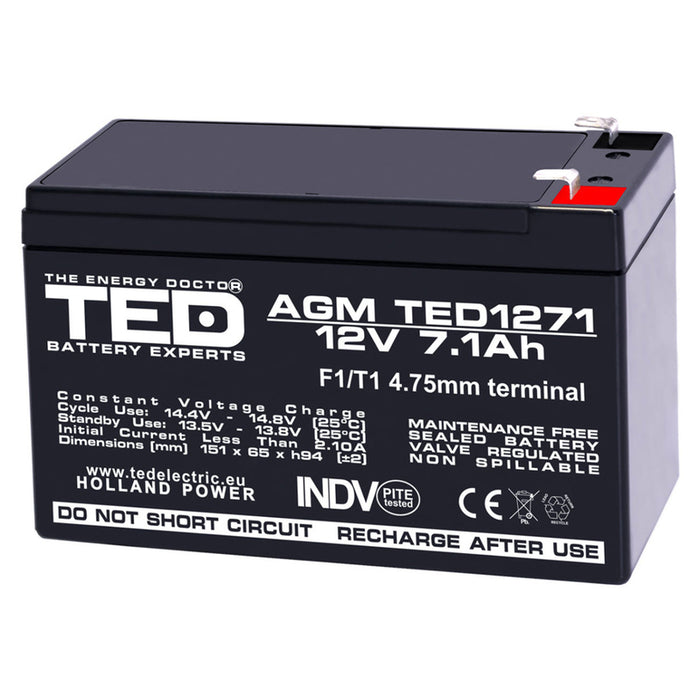 BATTERY 12V / 7AH AGM TED ELECTRIC