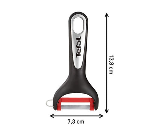 Tefal K2071814, Ingenio, Peeler "Y", Kitchen tool, Nylon/fiberglass, 25.4x9.4x2.4cm, Up to 230°C, Dishwasher safe, black and red