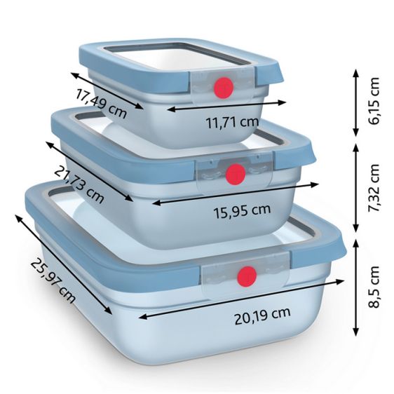 Storage box TEFAL oneClick 3pcs N1230210 (0.5L/1.2L/2.3L)