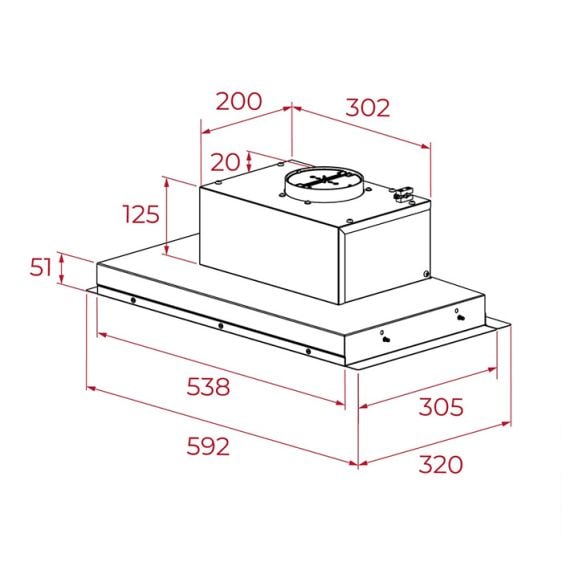 Built-in hood TEKA INTEGRA GFI 63030 KOS black, 316 m³/h, 60 cm 113120008