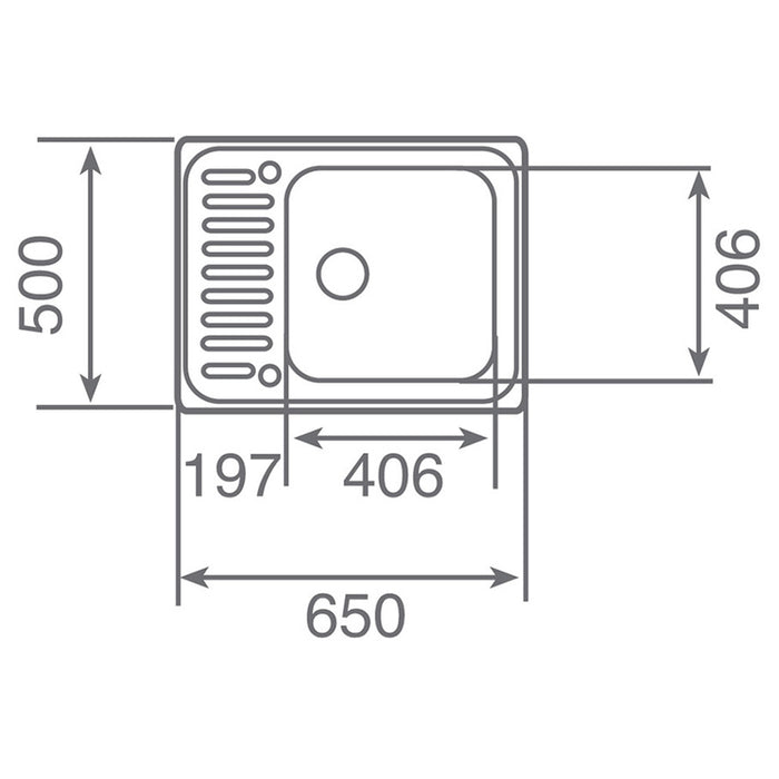 KITCHEN SINK TEKA SUPER BOWL 1C 65X50X19 RIGHT