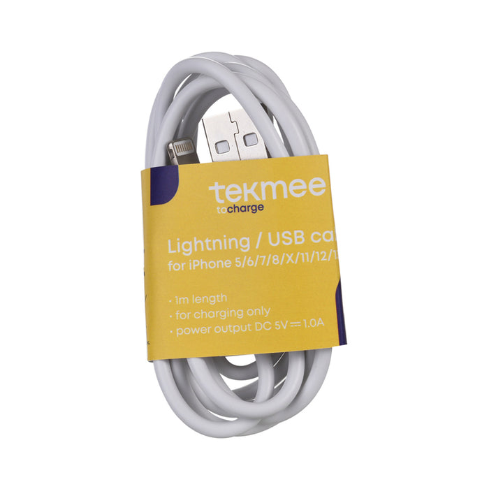 CABLE USB-A/LIGHTNING 1M 1A WHITE TEKMEE